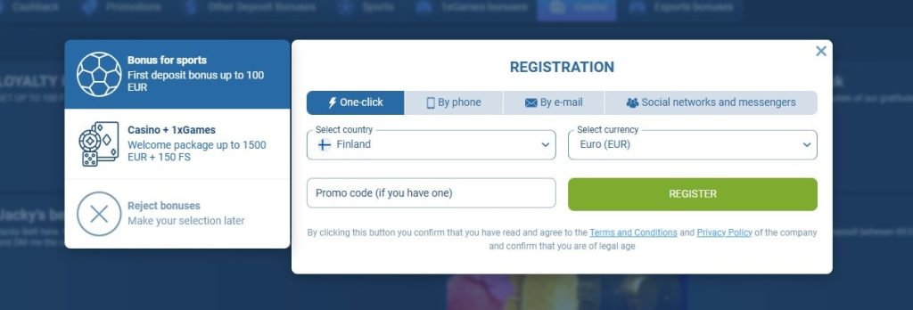 1xbet login